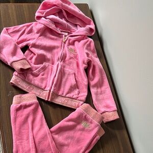 Girls Juicy Couture Pink Velour Hoodie Set